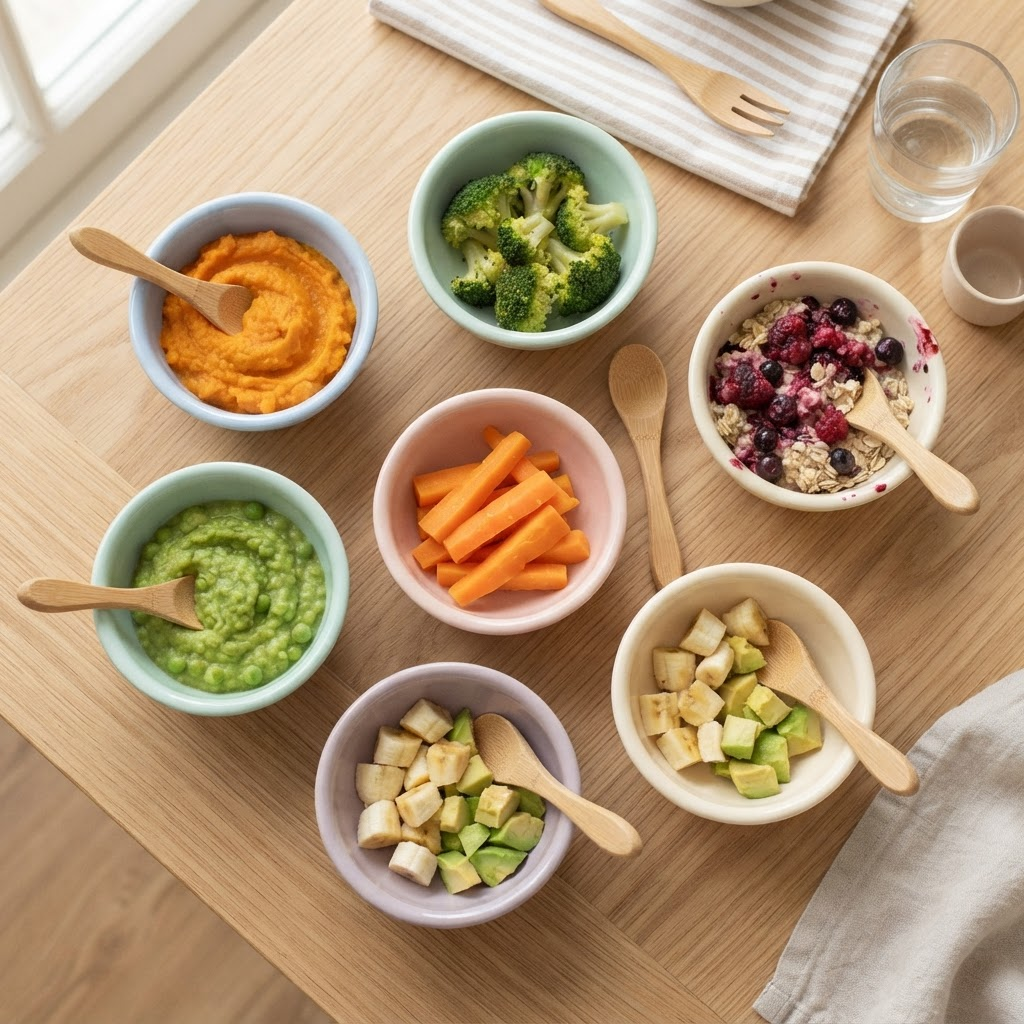Cardápios variados e nutritivos para bebê em potinhos coloridos